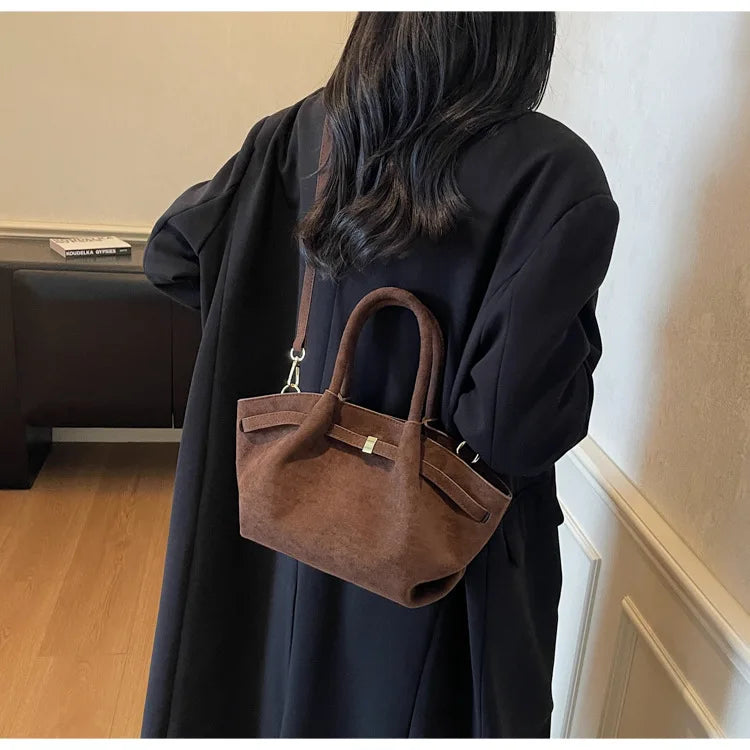 Matte Leather Suede Tote Bag