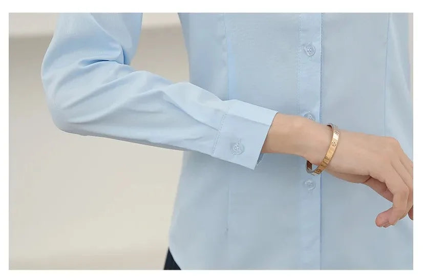 Elegant Long Sleeve Button-Up Blouse