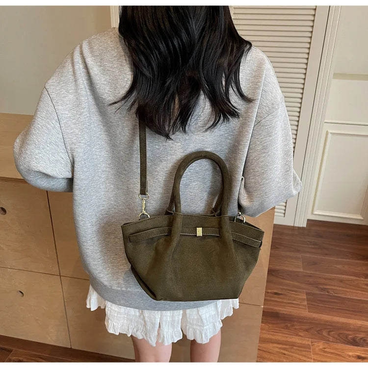 Matte Leather Suede Tote Bag