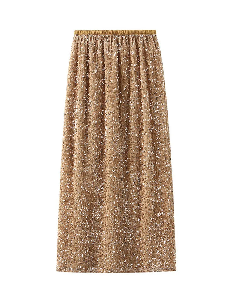 High Waist Sequin Maxi Skirt
