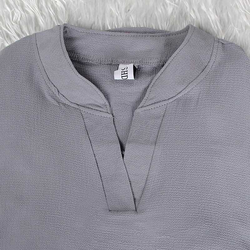 V-Neck Chiffon Long Sleeve Blouse