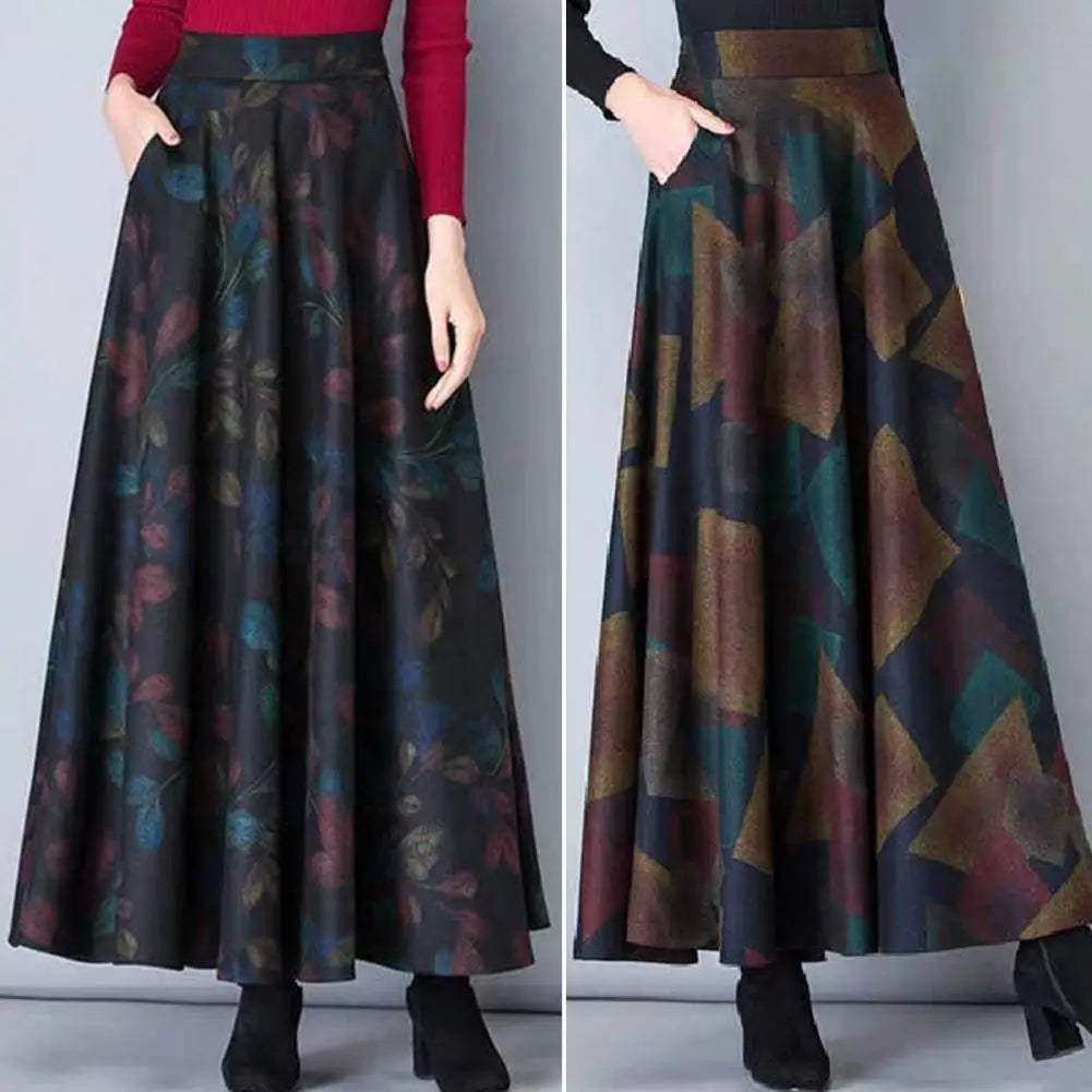 Plaid High Waist A-Line Maxi Skirt