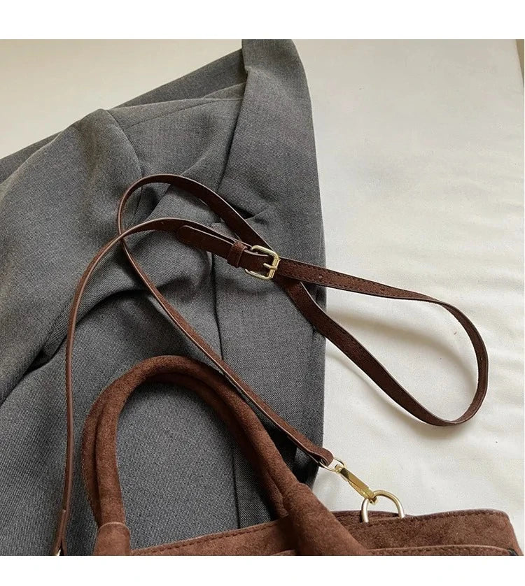 Matte Leather Suede Tote Bag