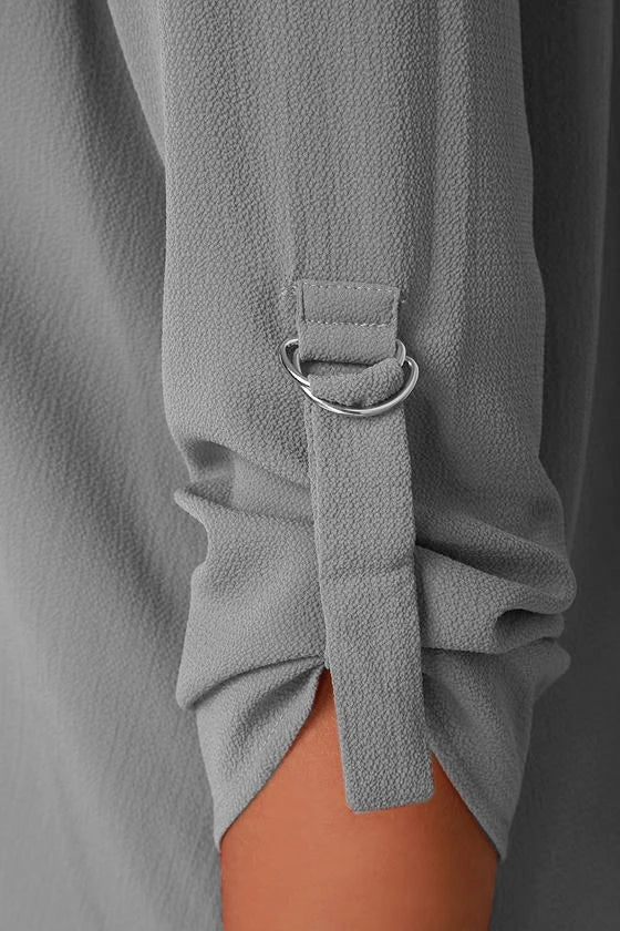 V-Neck Chiffon Long Sleeve Blouse