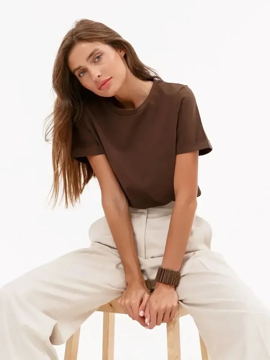 Cotton Summer Tee Short Sleeve Loose Top