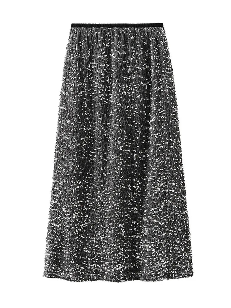 High Waist Sequin Maxi Skirt