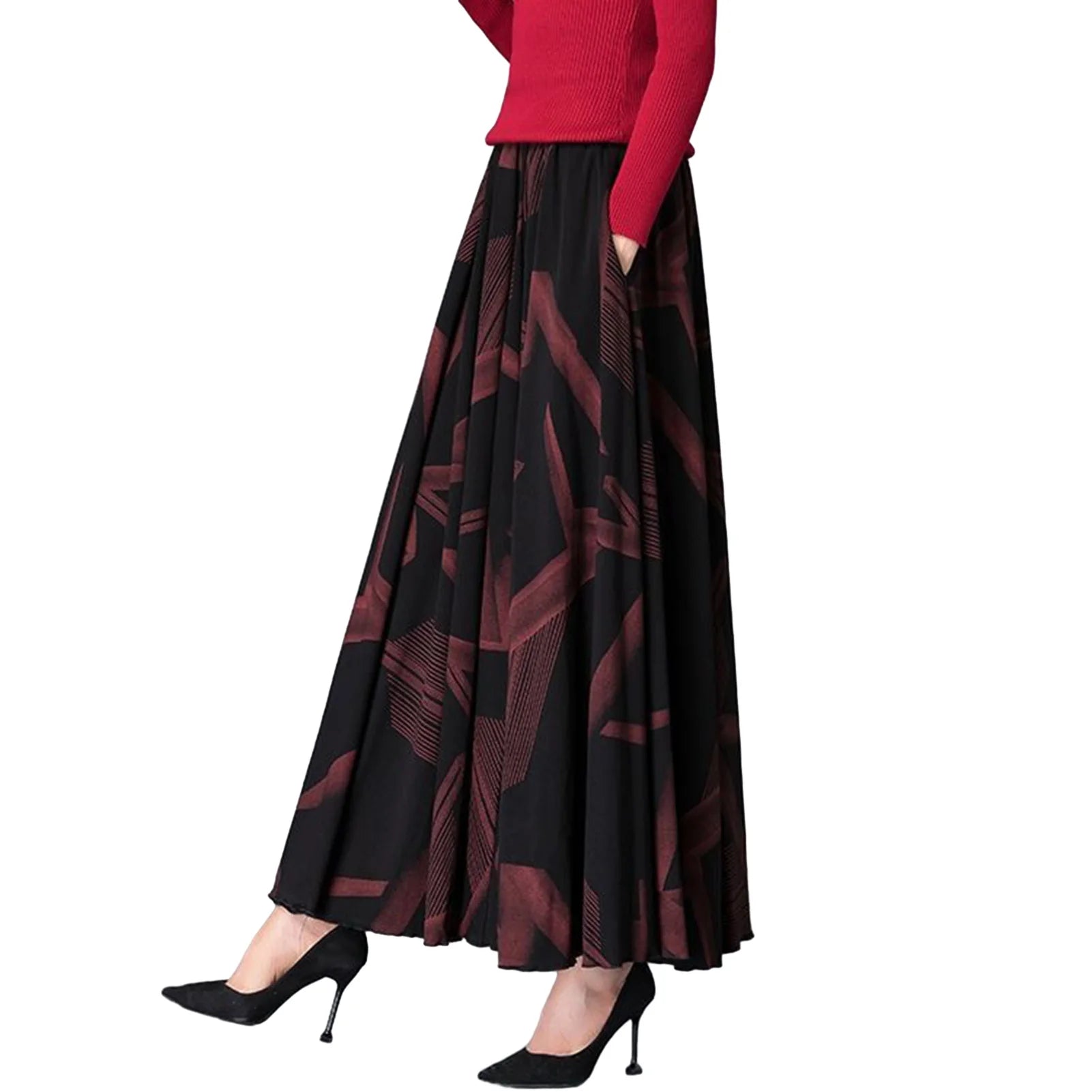 Plaid High Waist A-Line Maxi Skirt