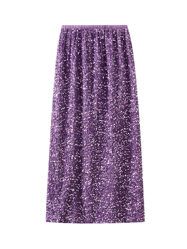 High Waist Sequin Maxi Skirt