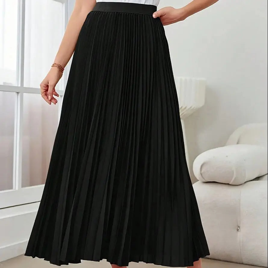 European & American Pleated Midi Skirt