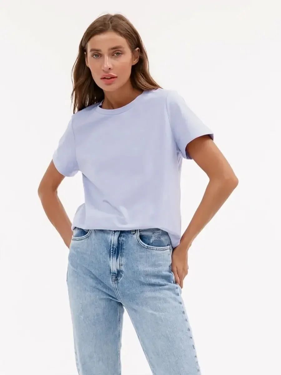 Cotton Summer Tee Short Sleeve Loose Top