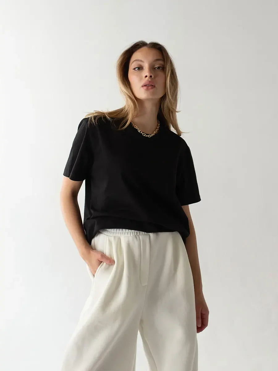 Cotton Summer Tee Short Sleeve Loose Top