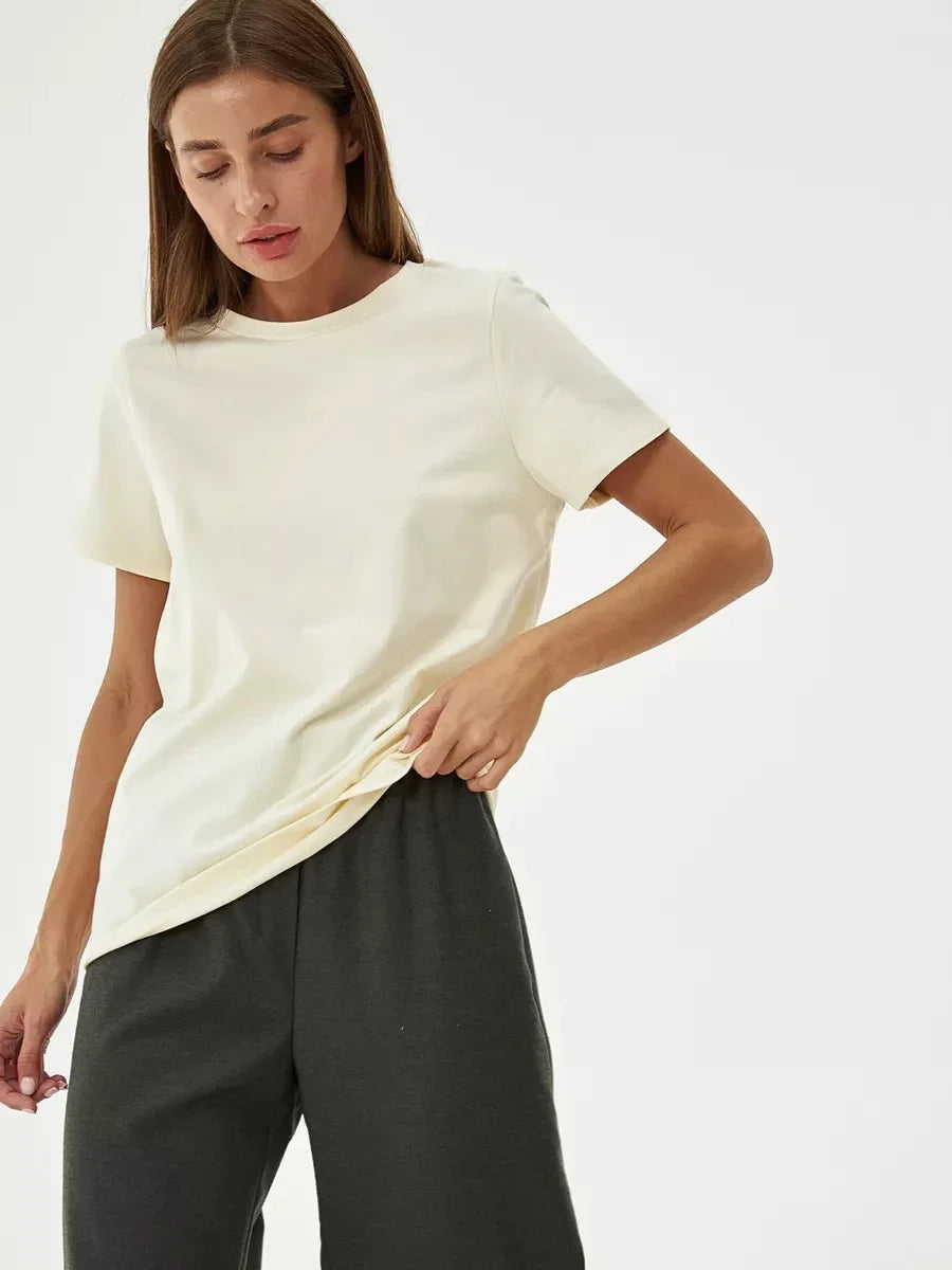 Cotton Summer Tee Short Sleeve Loose Top