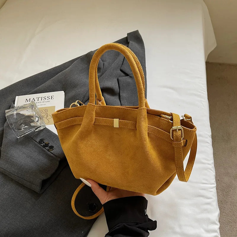 Matte Leather Suede Tote Bag