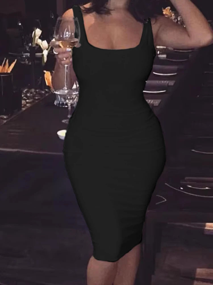 Solid Color Sleeveless Tank Mini Dress