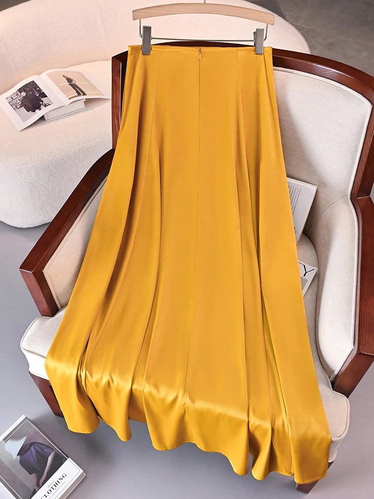 Elegant Satin Maxi Skirt