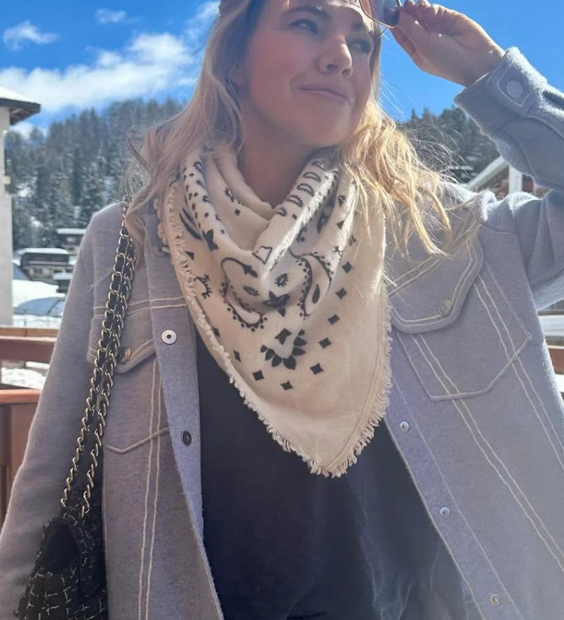 Fringed Paisley Square Scarf