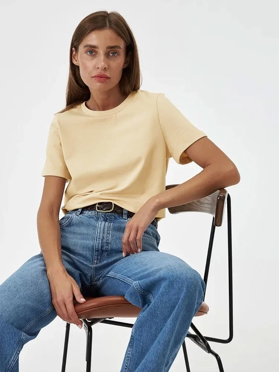 Cotton Summer Tee Short Sleeve Loose Top