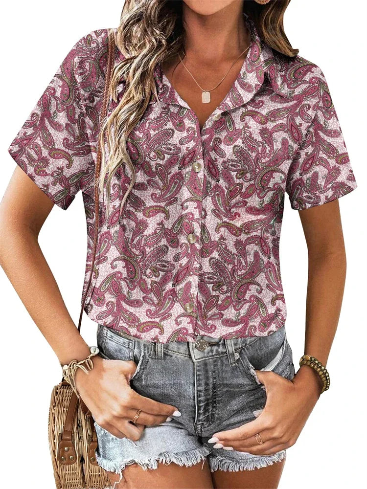 Hawaiian Floral Button-Up Shirt
