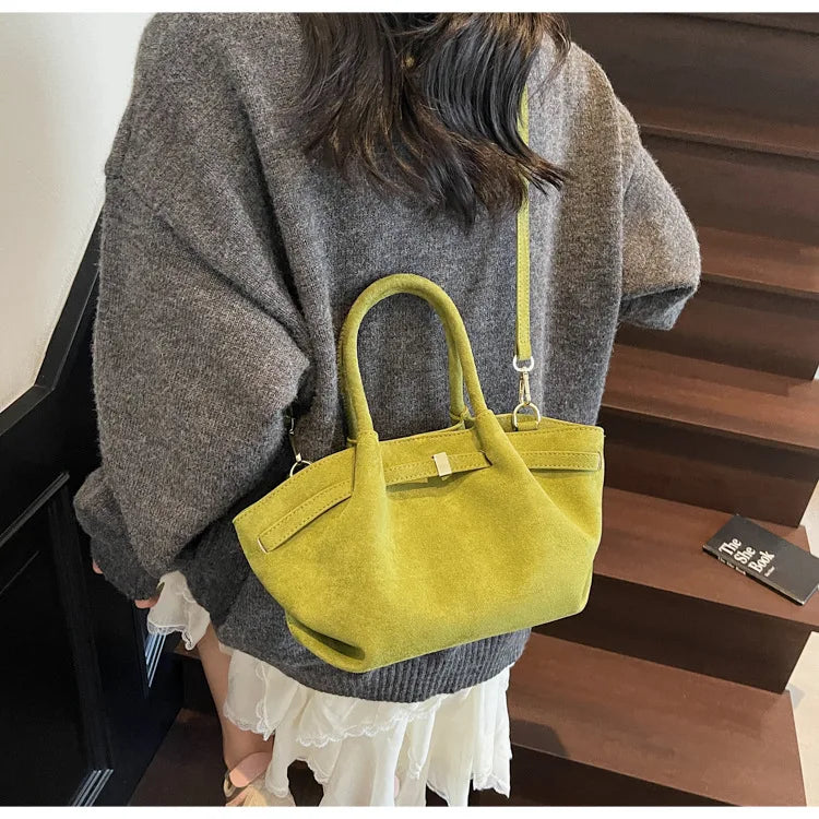 Matte Leather Suede Tote Bag