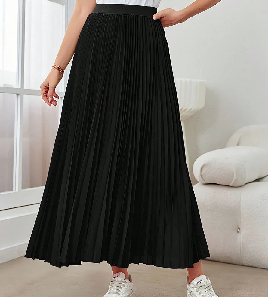 European & American Pleated Midi Skirt