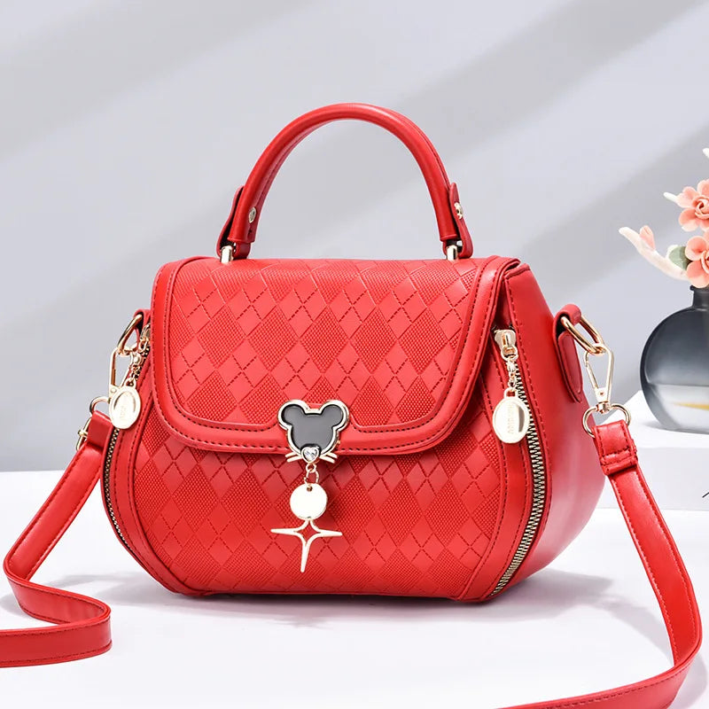 Leather Bow Bucket Bag