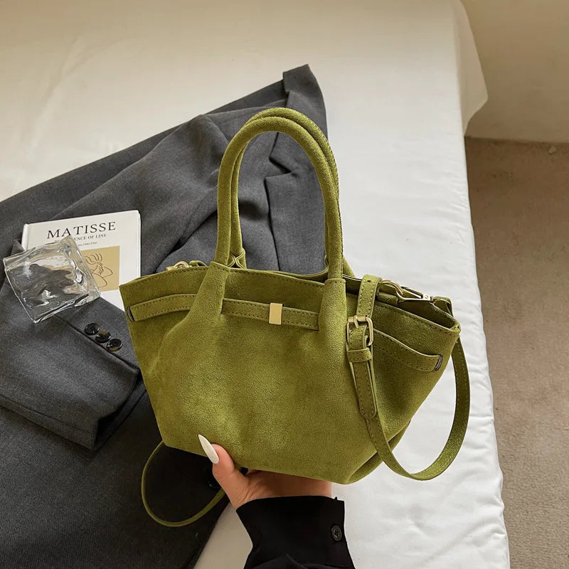 Matte Leather Suede Tote Bag
