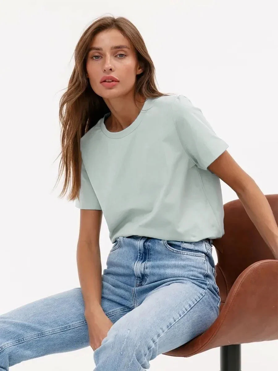 Cotton Summer Tee Short Sleeve Loose Top