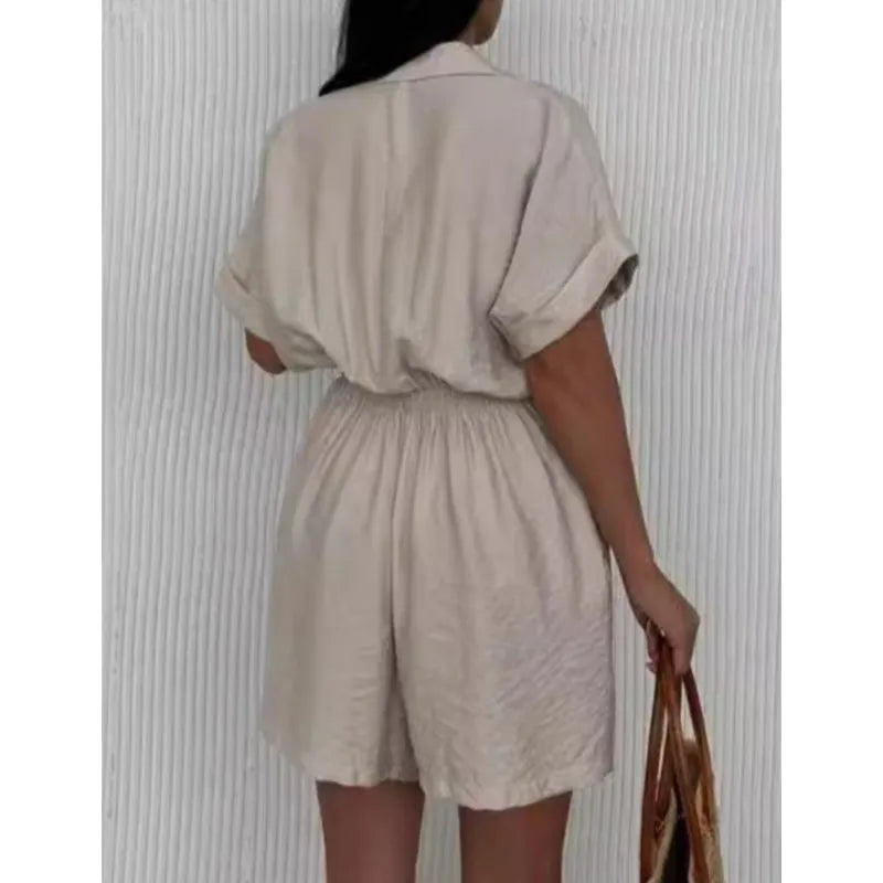 Casual Turn-Down Collar Summer Outfit