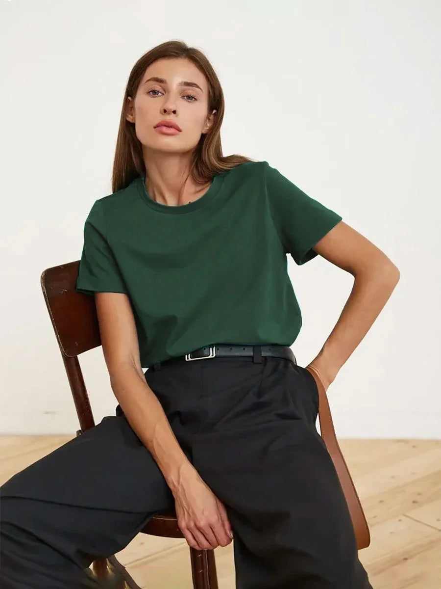 Cotton Summer Tee Short Sleeve Loose Top