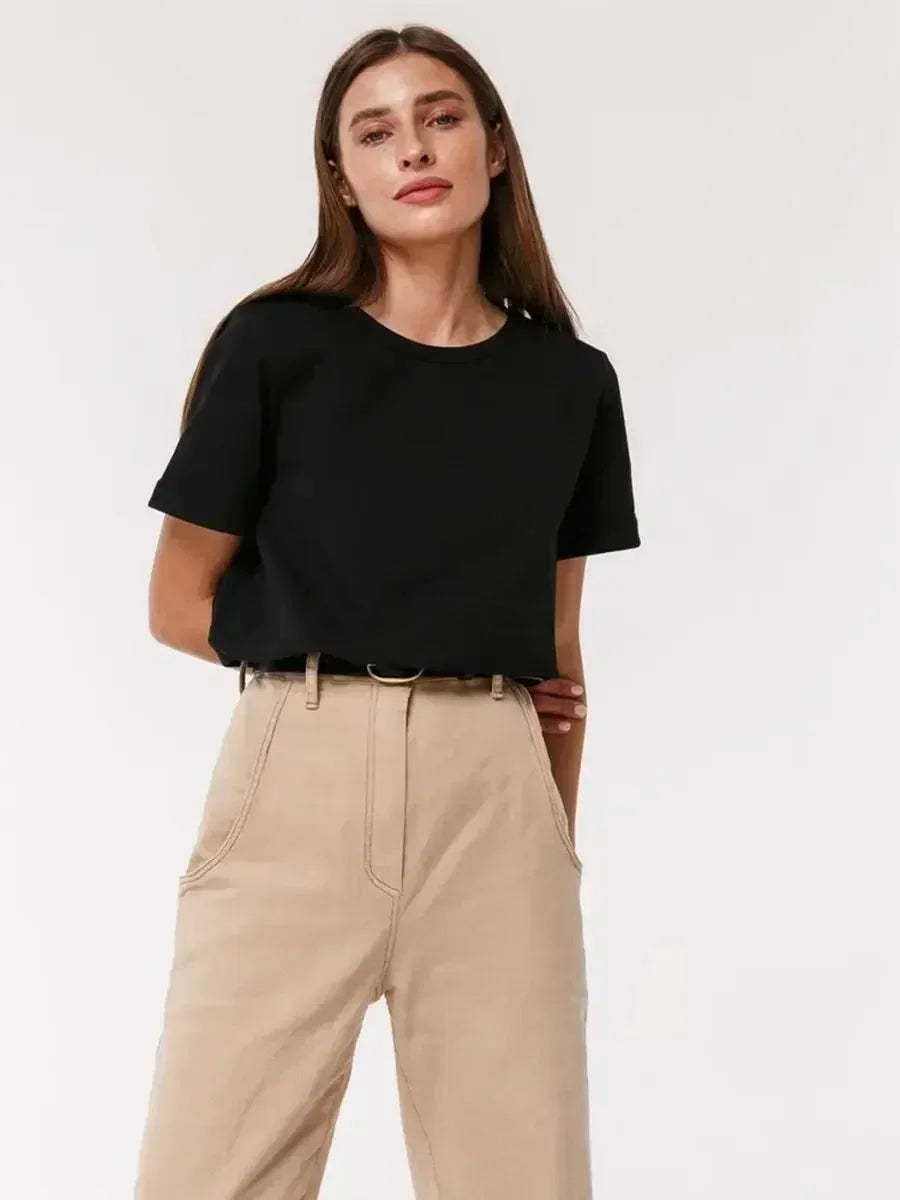 Cotton Summer Tee Short Sleeve Loose Top