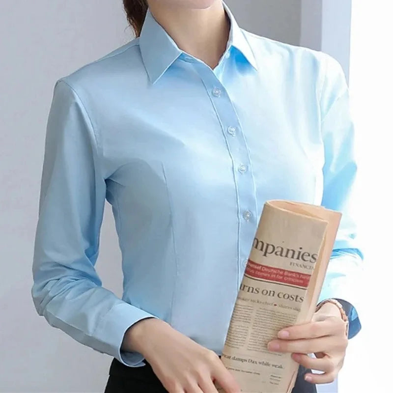Elegant Long Sleeve Button-Up Blouse