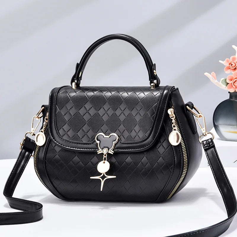 Leather Bow Bucket Bag
