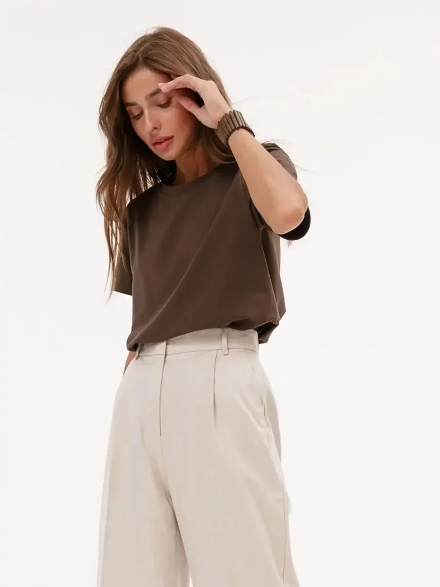 Cotton Summer Tee Short Sleeve Loose Top