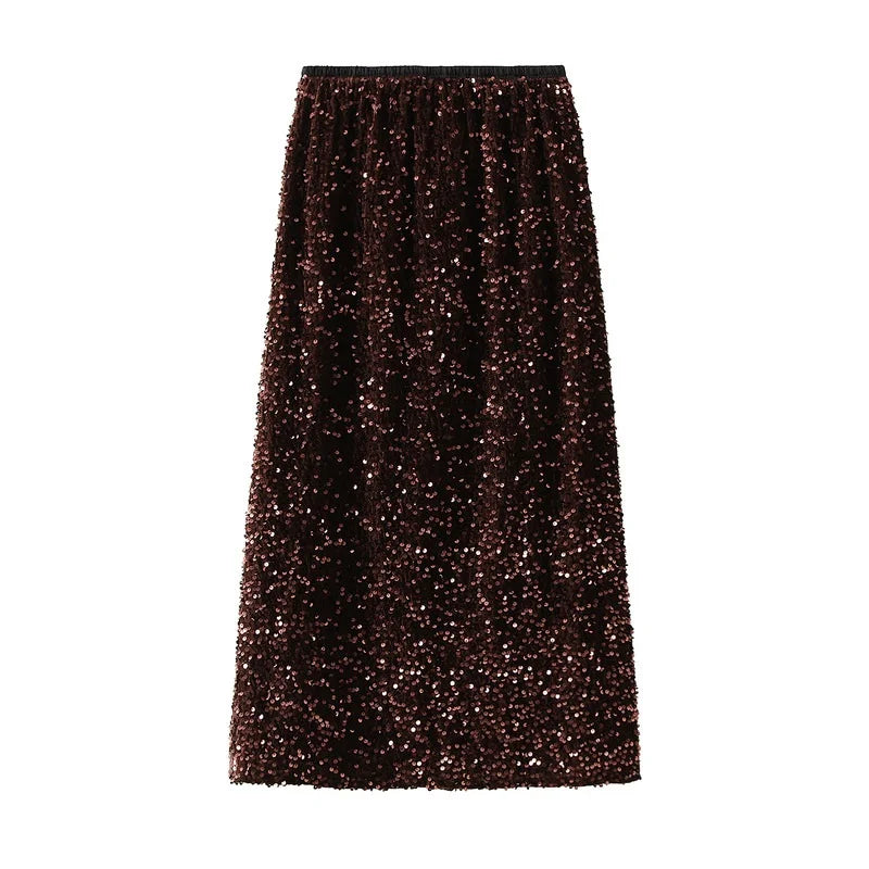 High Waist Sequin Maxi Skirt