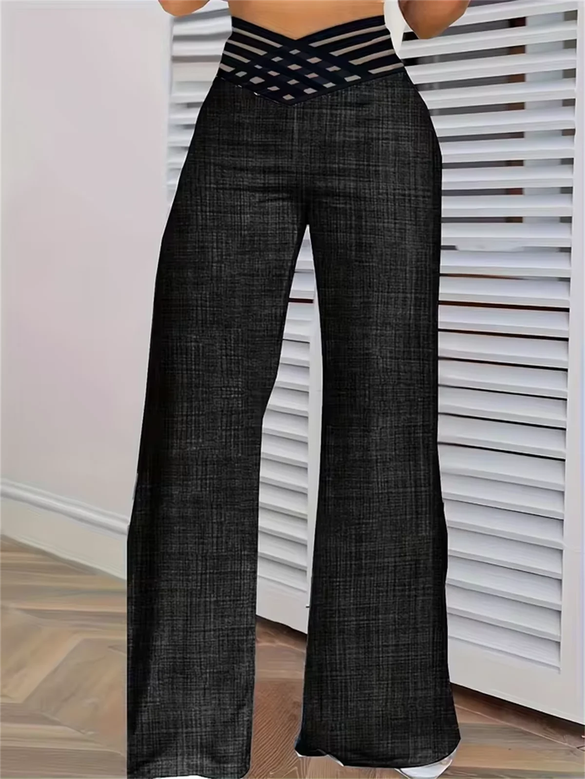 High Waist Hollow-Out Bootcut Pants
