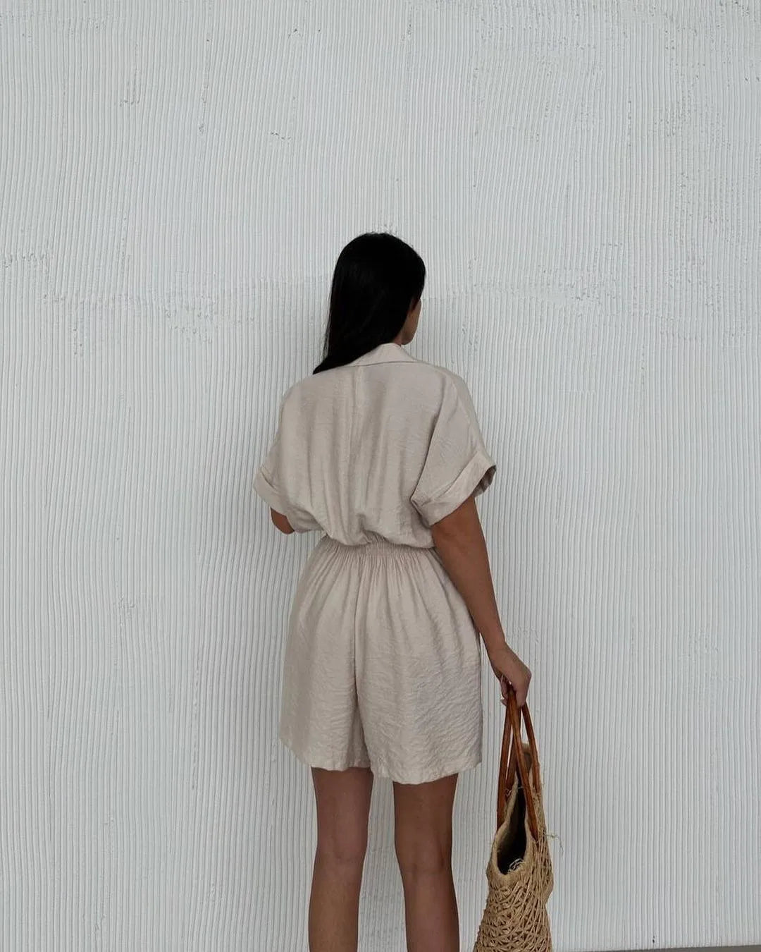 Casual Turn-Down Collar Summer Outfit