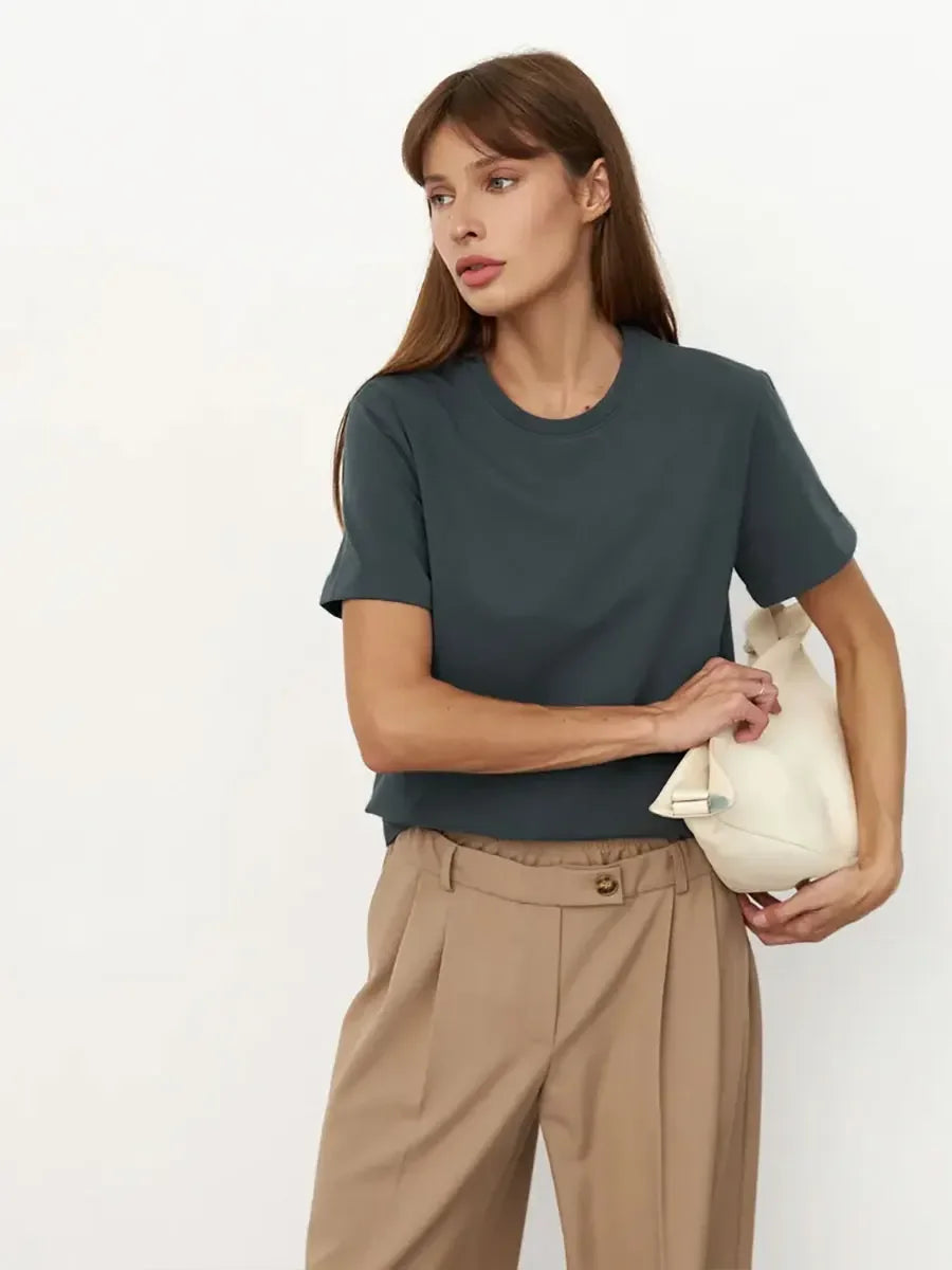 Cotton Summer Tee Short Sleeve Loose Top