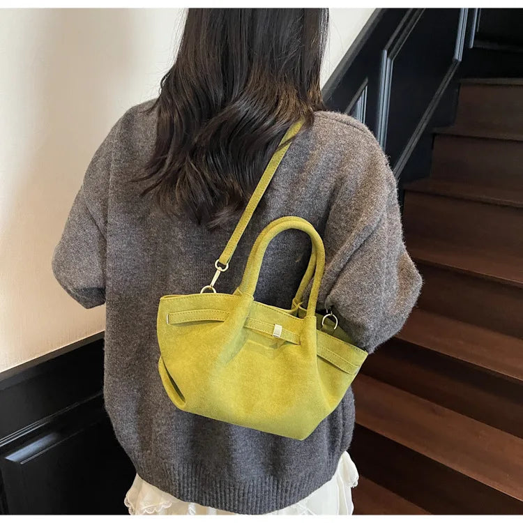 Matte Leather Suede Tote Bag