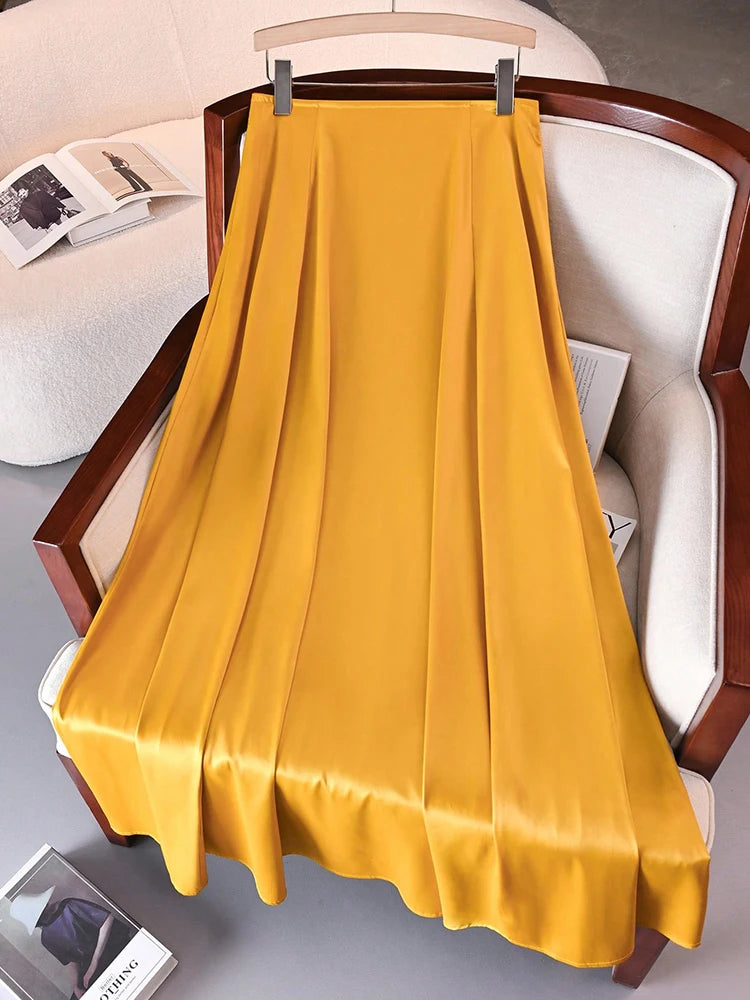 Elegant Satin Maxi Skirt