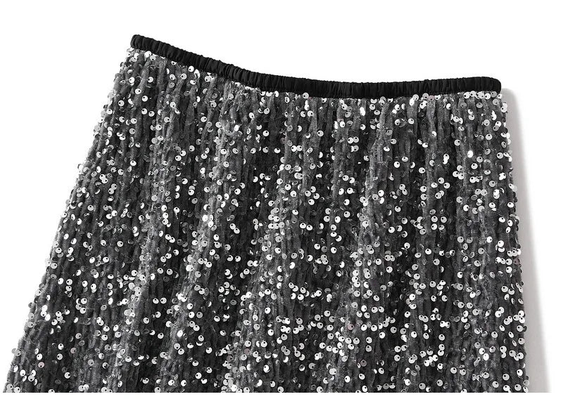 High Waist Sequin Maxi Skirt