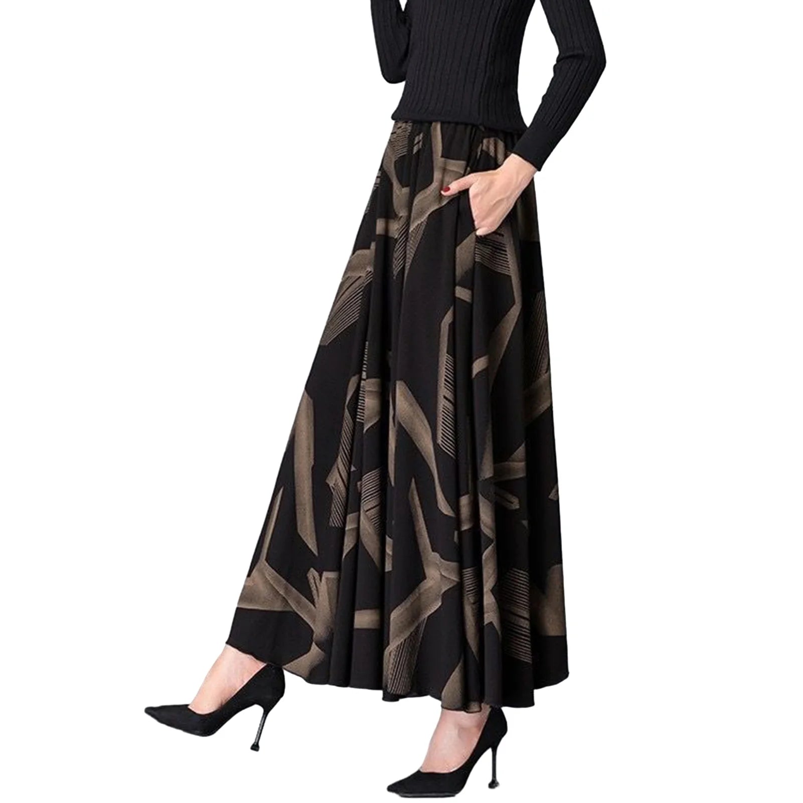 Plaid High Waist A-Line Maxi Skirt