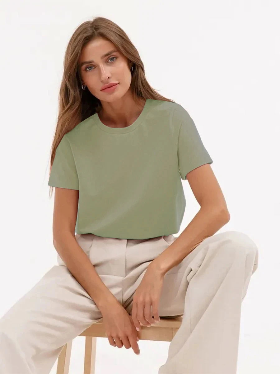Cotton Summer Tee Short Sleeve Loose Top