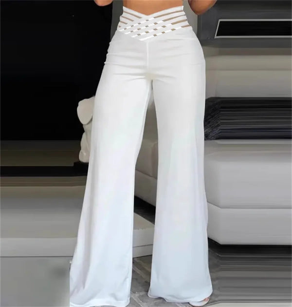 High Waist Hollow-Out Bootcut Pants