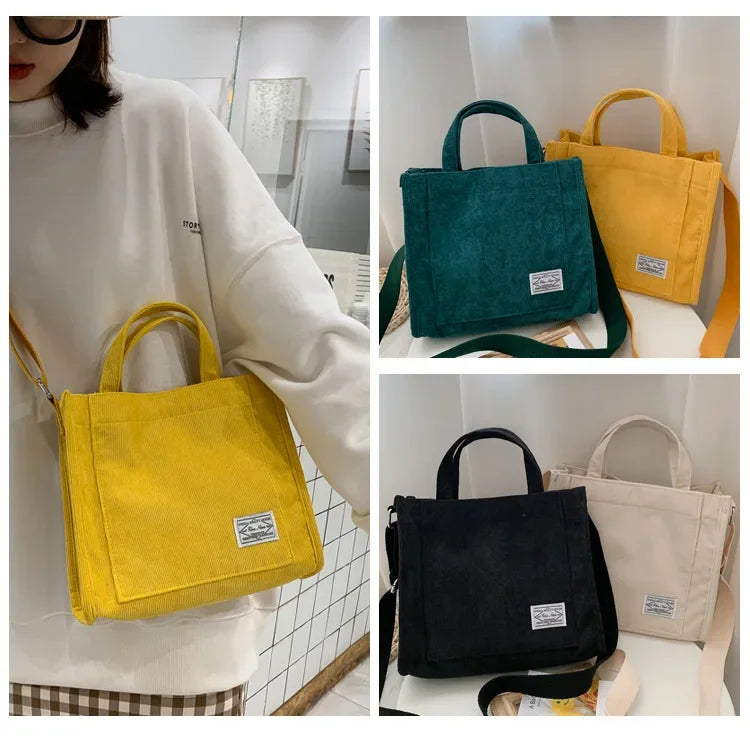 Corduroy Square Handbag