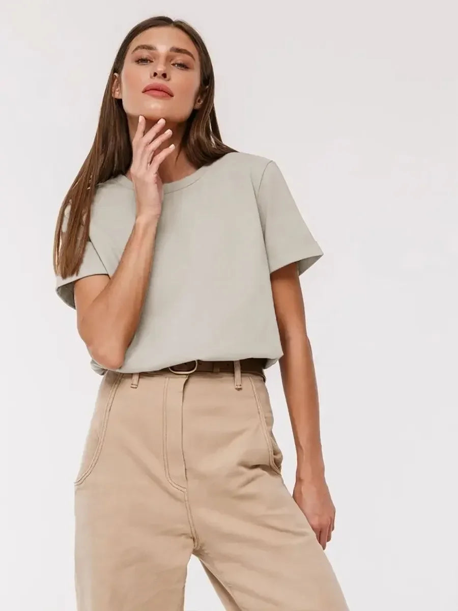 Cotton Summer Tee Short Sleeve Loose Top