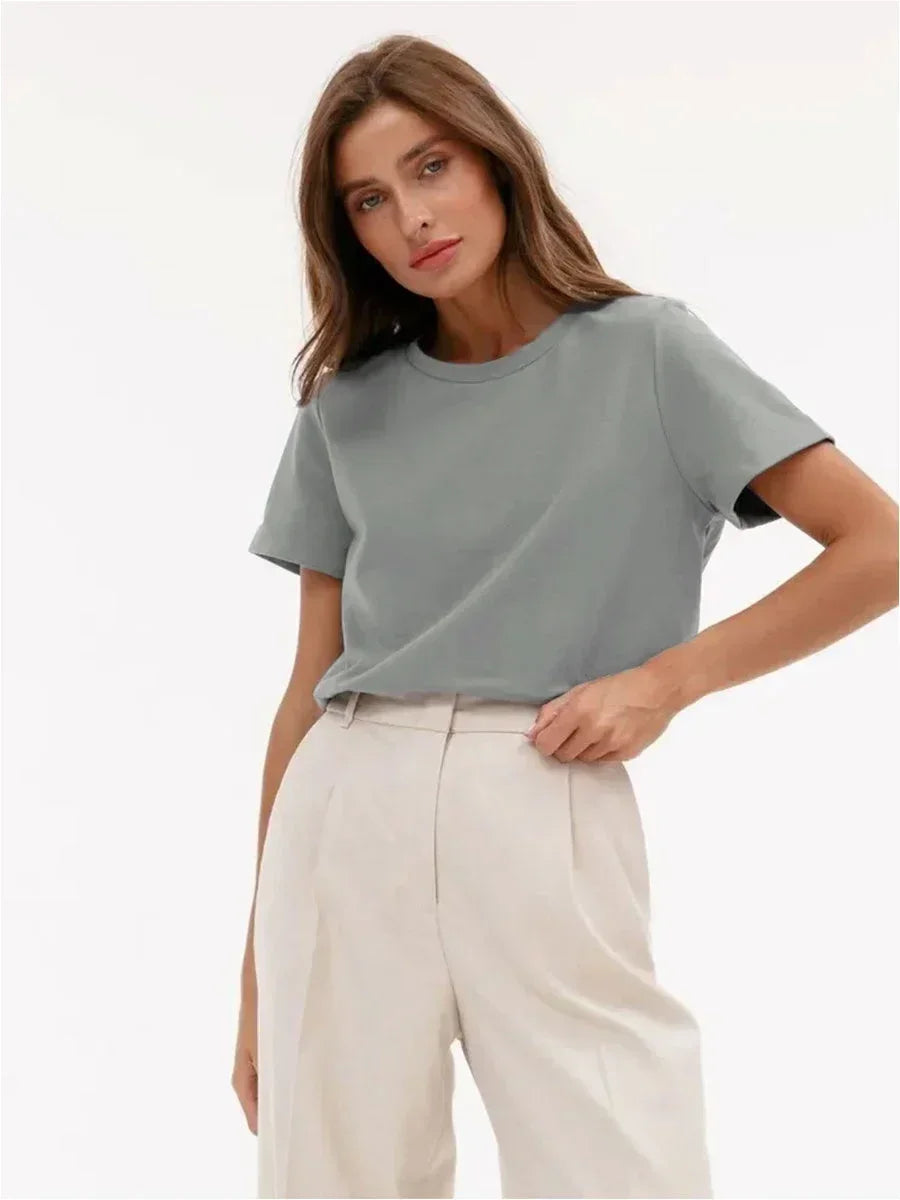 Cotton Summer Tee Short Sleeve Loose Top