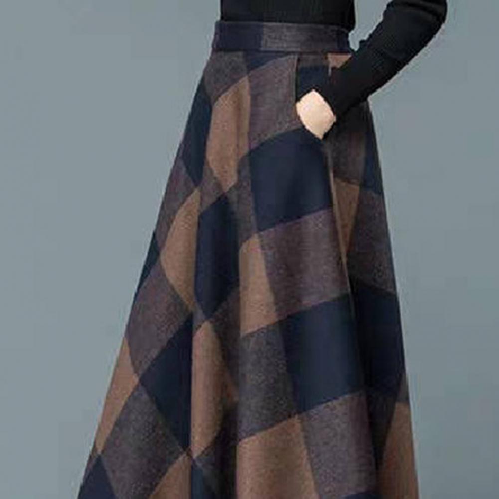 Plaid High Waist A-Line Maxi Skirt