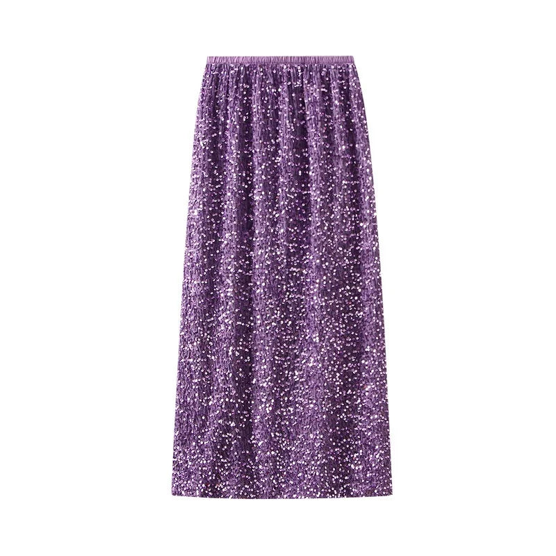 High Waist Sequin Maxi Skirt