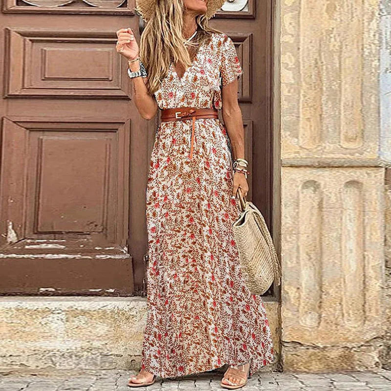 Puff Sleeve Waist Ruched Summer Dress