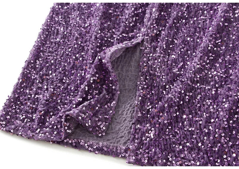 High Waist Sequin Maxi Skirt